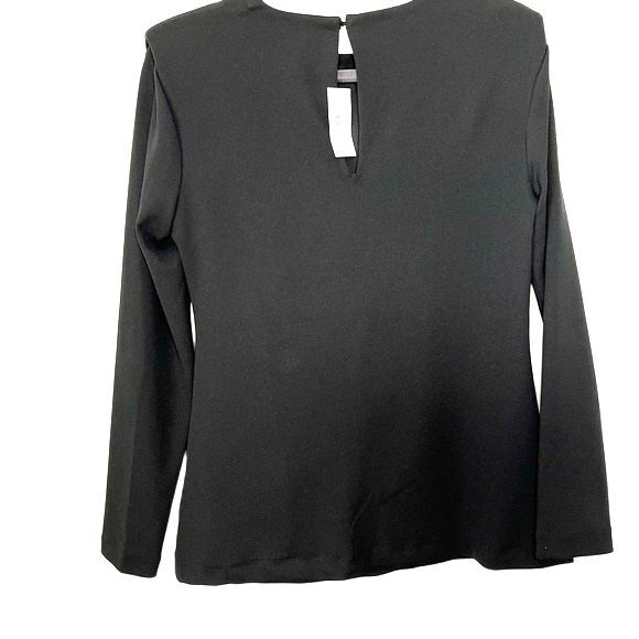 Halston Puckered Long Sleeve Top Black Size Small NWT - Picture 4 of 10